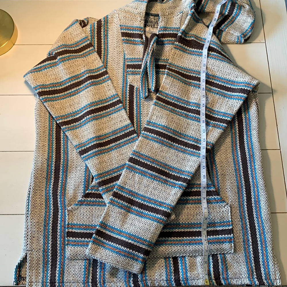 Senior Lopez hoodie pancho size XL brown with brown, blue, and orange stripes